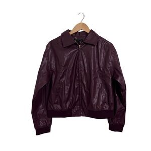 Elegant Burgundy Faux Leather Jacket